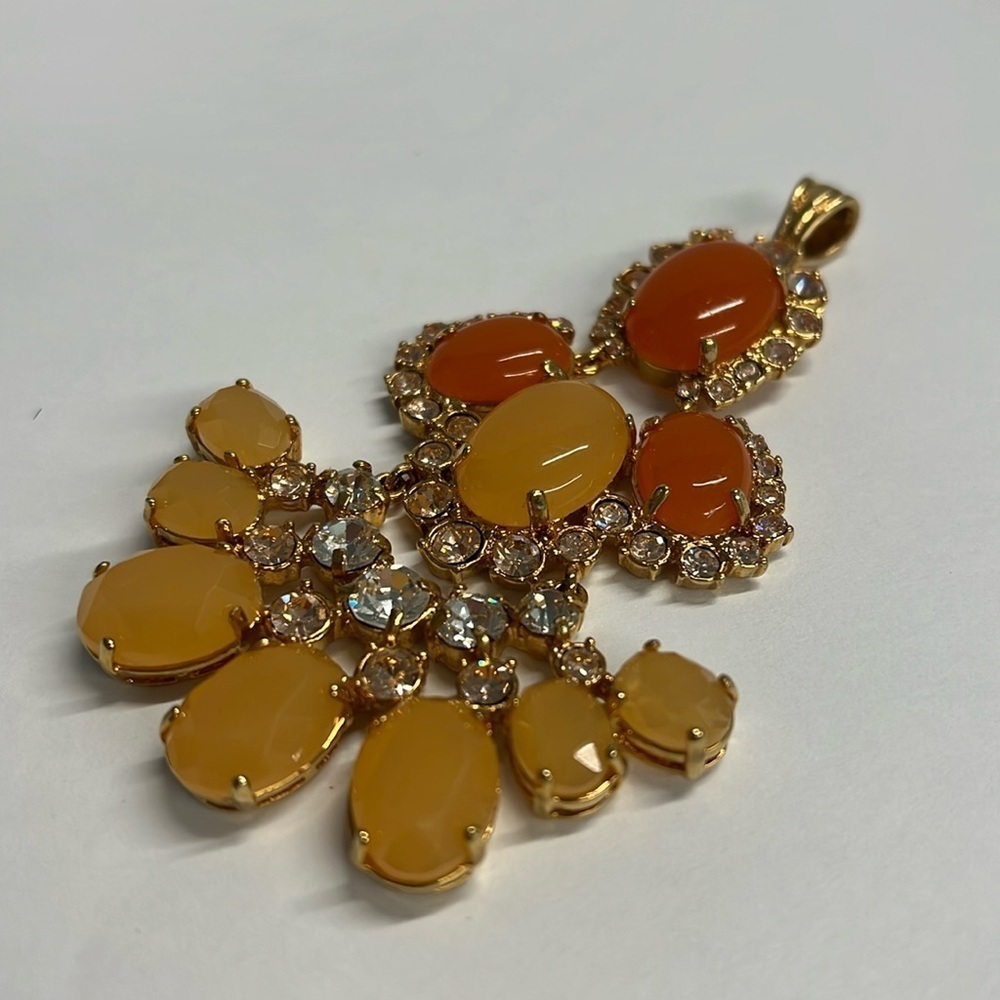 J Crew Large Pendant Creamsicle Resin Stones Crystals Rosegold Crystals